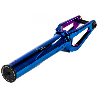 Ethic Merrow V3 SCS compatible Stunt chrome blue  fork Scooter / Stuntstep Fork Side view