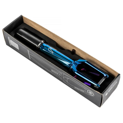 Ethic Merrow V3 IHC compatible Stunt Chrome Blue fork Scooter / Stuntstep Lightest Fork Corner View (3/4 Angle) form the box 