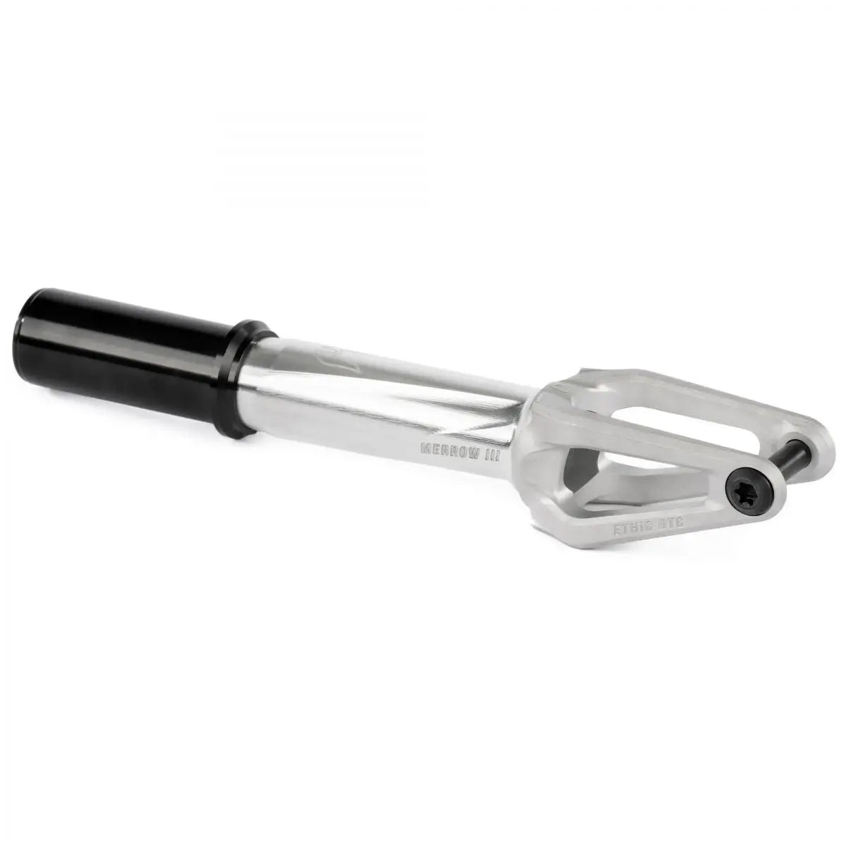 Ethic Merrow V3 IHC compatible Stunt Raw fork Scooter / Stuntstep Fork Corner View (3/4 Angle)