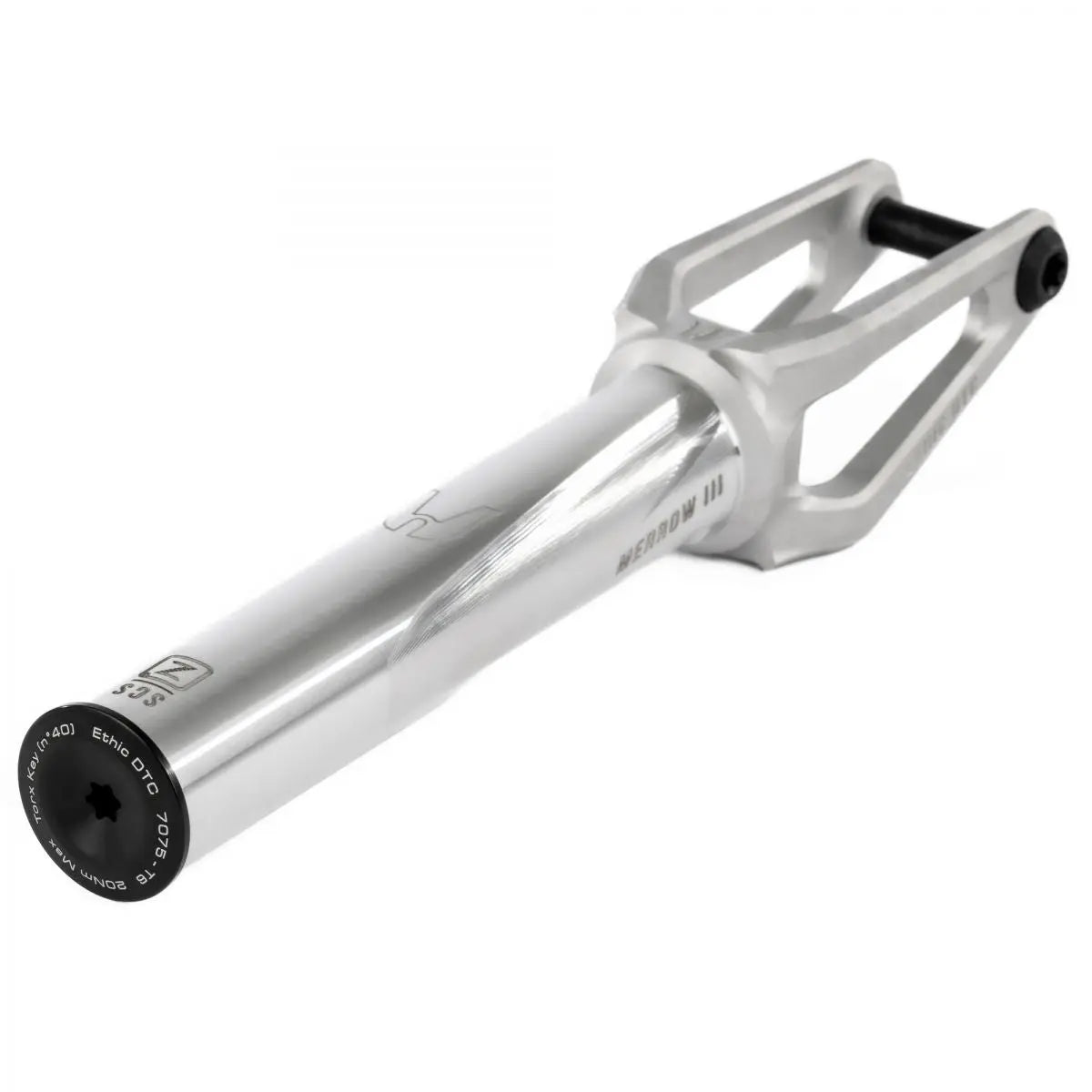 Ethic Merrow V3 SCS compatible Raw Stunt Scooter / Stuntstep Fork side profile 